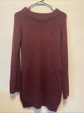 Burgundy Chunky Knit Tunic Sweater Medium WSS Knitwear